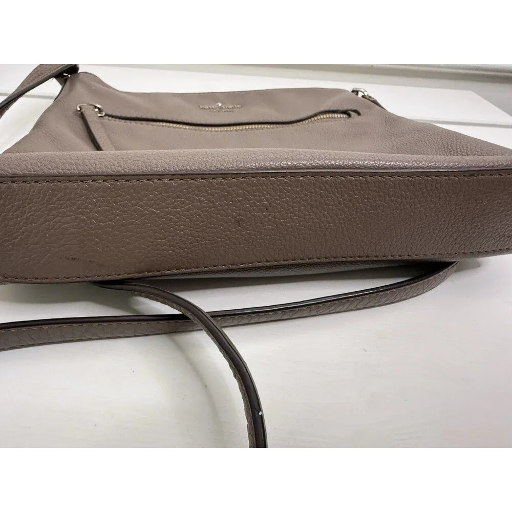 Kate Spade New York Brown Leather Crossbody Shoulder Bag Zip Purse Tote